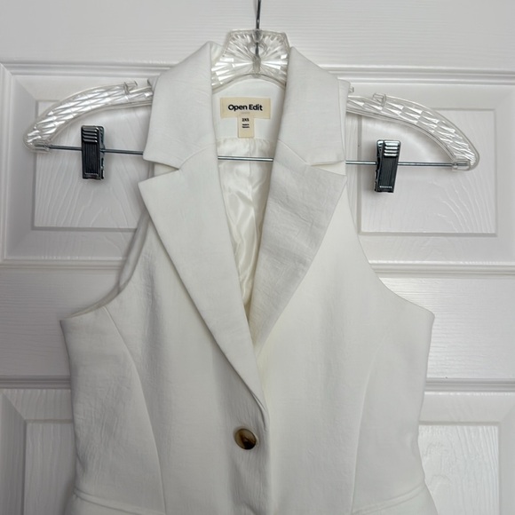 Open Edit White Curator Notched Lapel Vest XXS - Picture 2 of 8